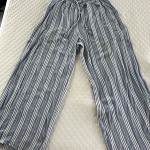 Anthropologie Salty Lemon Womens Beach Flowy Pants Med Blue Stripe
